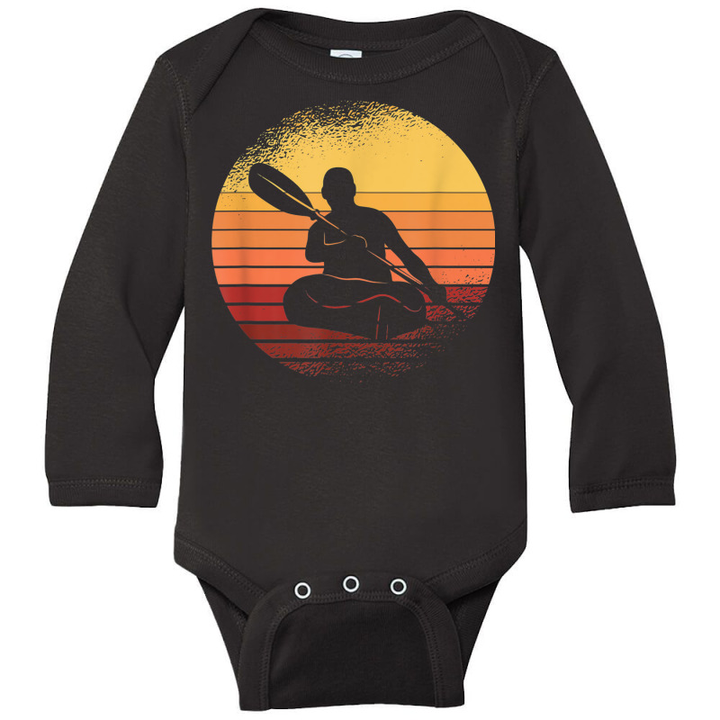 Retro Kayak Canoe Sunset Kayaking Paddling Kayaker Long Sleeve Baby Bodysuit | Artistshot