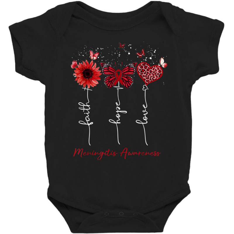 Meningitis Awareness Faith Hope Love Leopard Sunflower Baby Bodysuit by Piggy | Artistshot