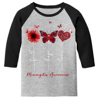 Meningitis Awareness Faith Hope Love Leopard Sunflower Youth 3/4 Sleeve | Artistshot