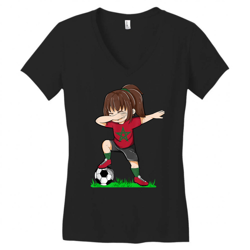 Soccer Morroco Jersey Shirt Moroccan Flag Football Girls Dab T Shirt Women's V-Neck T-Shirt by cm-arts | Artistshot