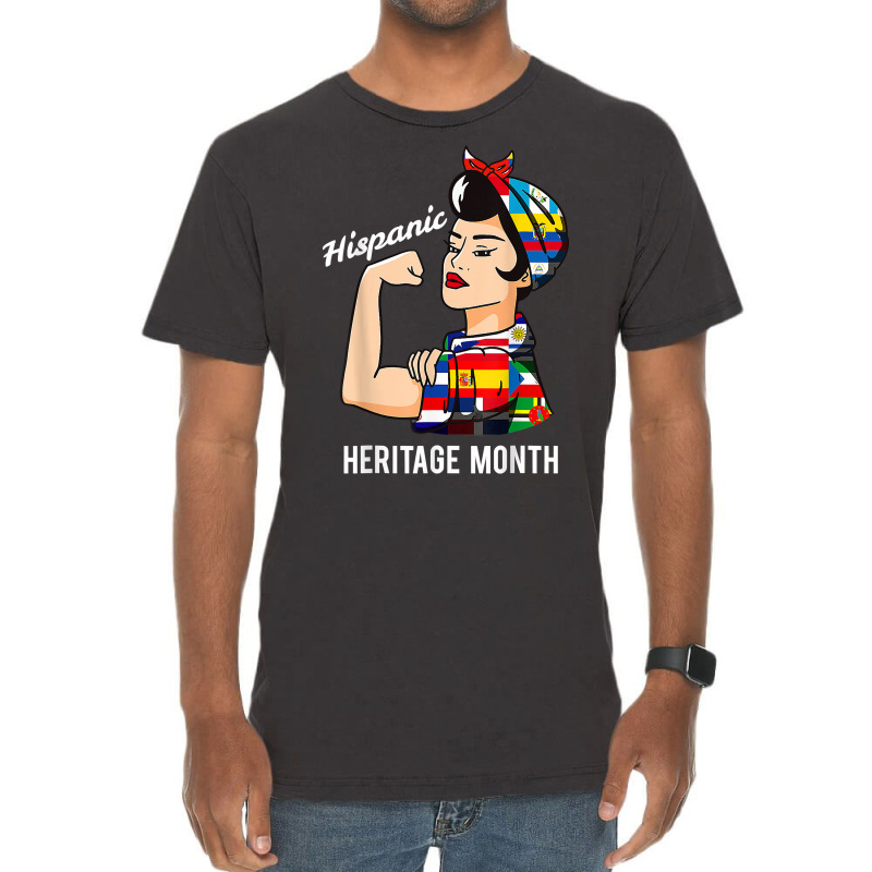 National Hispanic Heritage Month Woman Latin Culture Flags T Shirt Vintage T-Shirt by puetzee | Artistshot