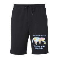 Funny World Is A Cat Playing Map Fleece Short | Artistshot