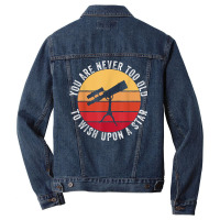 Retro Vintage Telescope Science Stars Planets For Men Boys Men Denim Jacket | Artistshot