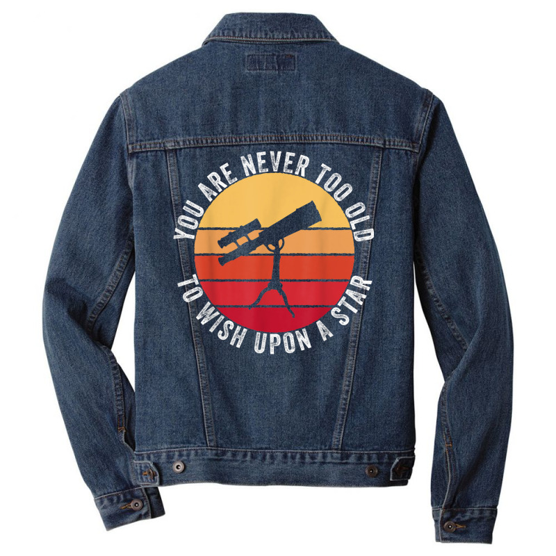 Retro Vintage Telescope Science Stars Planets For Men Boys Men Denim Jacket | Artistshot