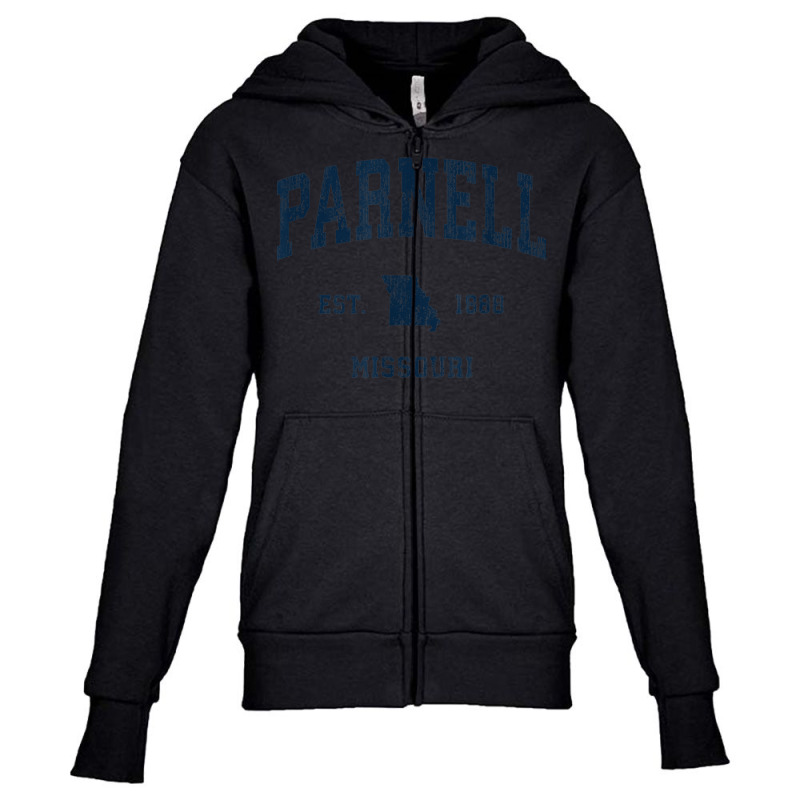 Parnell Missouri Mo Vintage Athletic Navy Sports Design Youth Zipper Hoodie | Artistshot