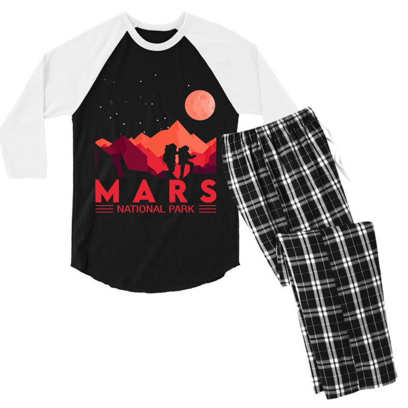 Red Mars Planet  Space National Park  Funny Mars Men's 3/4 Sleeve Pajama Set | Artistshot