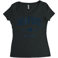 Seaford New York Ny Vintage Athletic Navy Sports Design Women's Triblend Scoop T-shirt | Artistshot