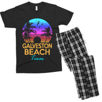 Galveston Beach Texas Summer Vacation Vintage Sunset Graphic Men's T-shirt Pajama Set | Artistshot