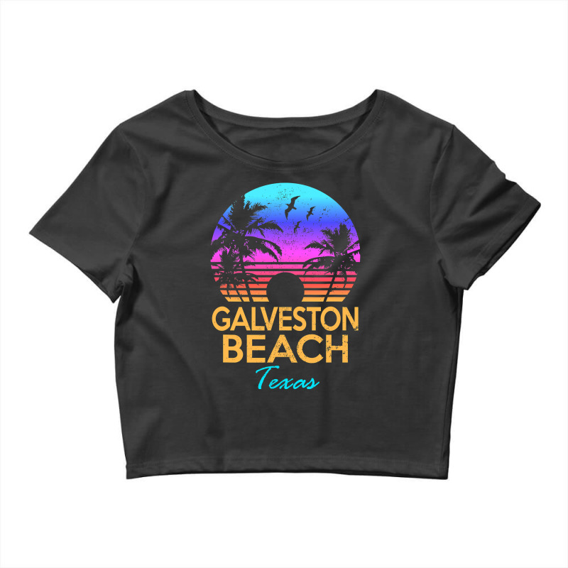 Galveston Beach Texas Summer Vacation Vintage Sunset Graphic Crop Top by cm-arts | Artistshot