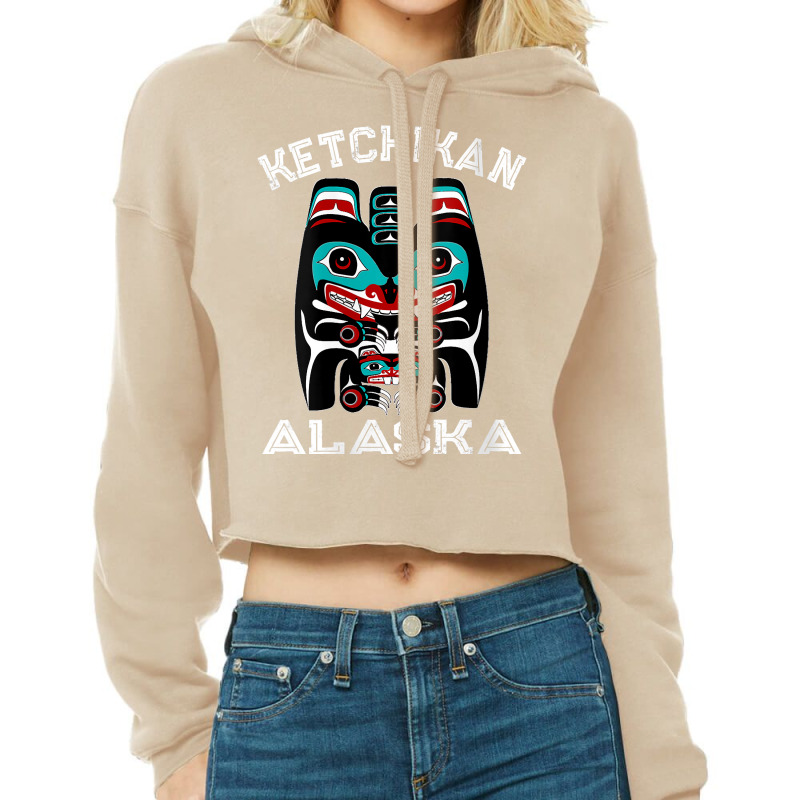 Womens Indigenous Ketchikan Alaska Native American Art Indian Bear V N Cropped Hoodie by cm-arts | Artistshot