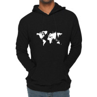 World Map White Lightweight Hoodie | Artistshot