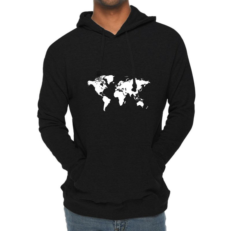 World Map White Lightweight Hoodie | Artistshot