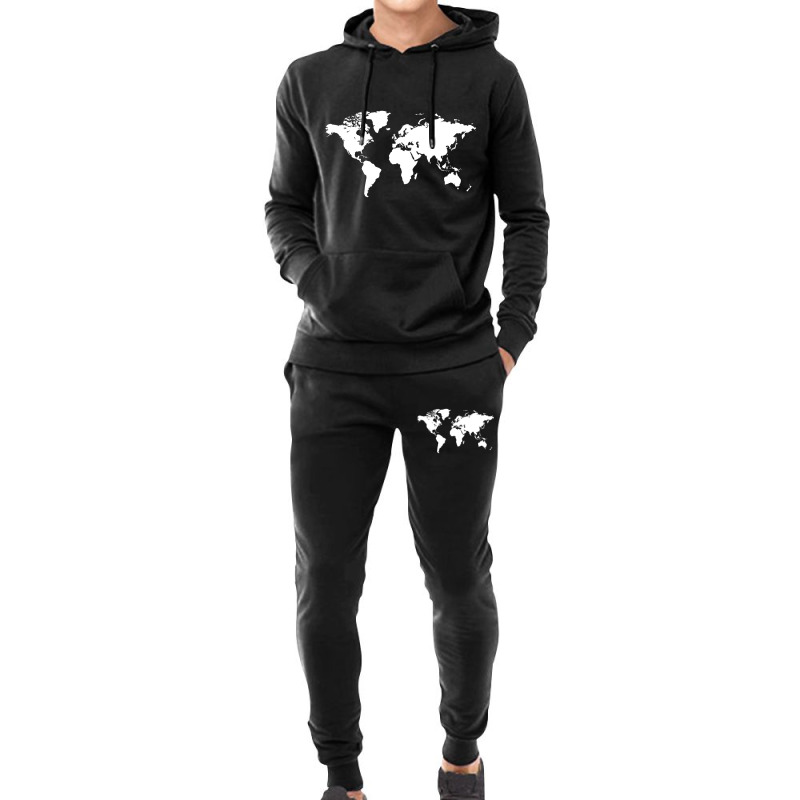 World Map White Hoodie & Jogger Set | Artistshot