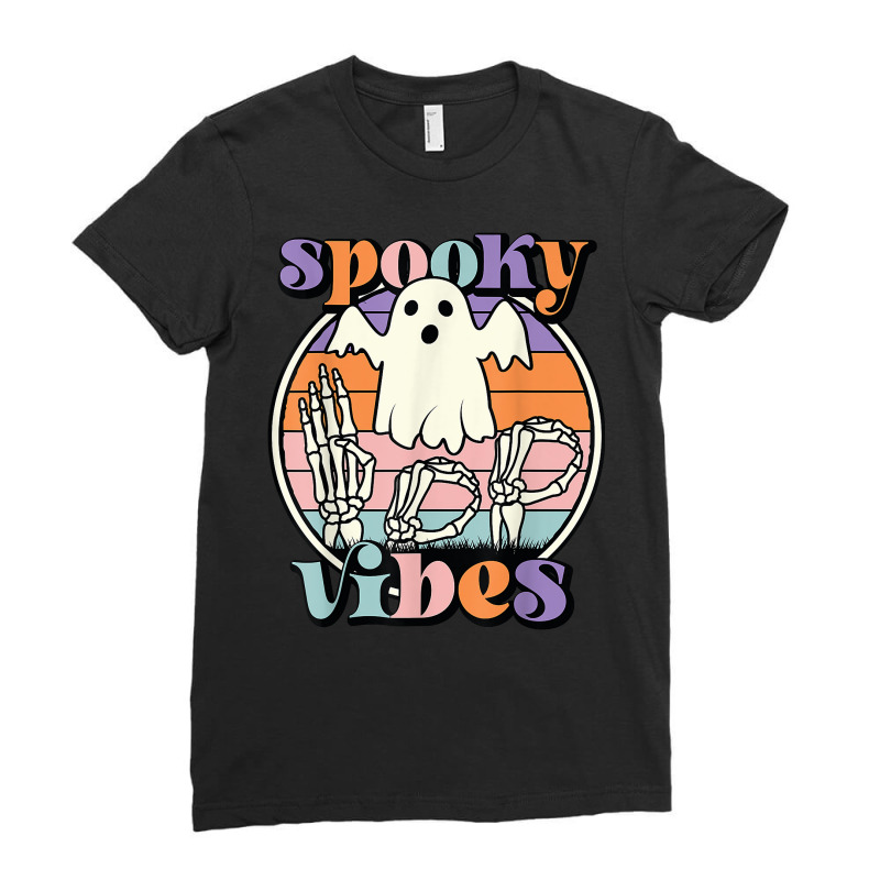 Spooky Vibes Asl Hands American Sign Language Boo Halloween T Shirt Ladies Fitted T-Shirt by cm-arts | Artistshot