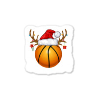 Funny Basketball Reindeer Santa Hat Christmas Holiday Gifts Sticker | Artistshot