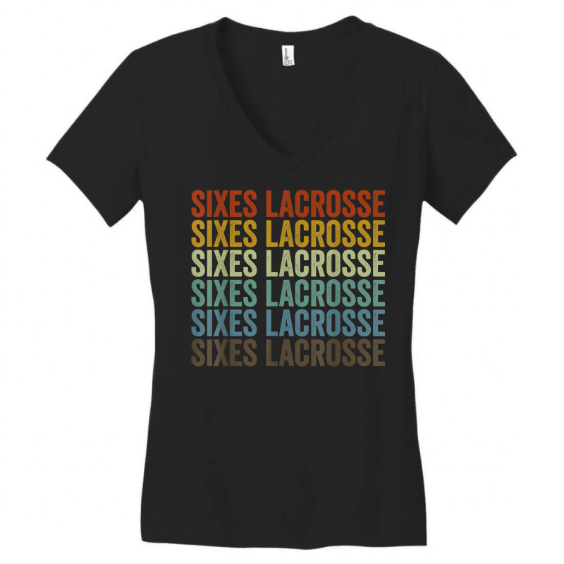 Sixes Lacrosse Sports Retro Women's V-Neck T-Shirt by Queenie | Artistshot