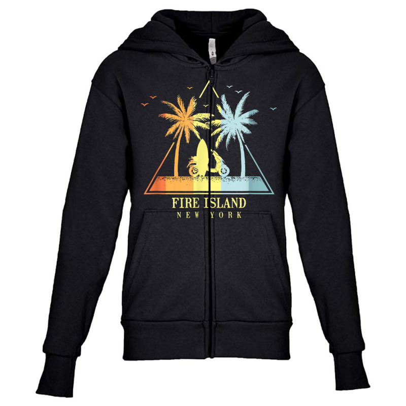 Surfboard Beach Fire Island New York Youth Zipper Hoodie by Golden | Artistshot