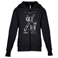 Fishing Reel 1899 Patent, Fishing Reel 1899 Patents, The Fishing Reel  Youth Zipper Hoodie | Artistshot