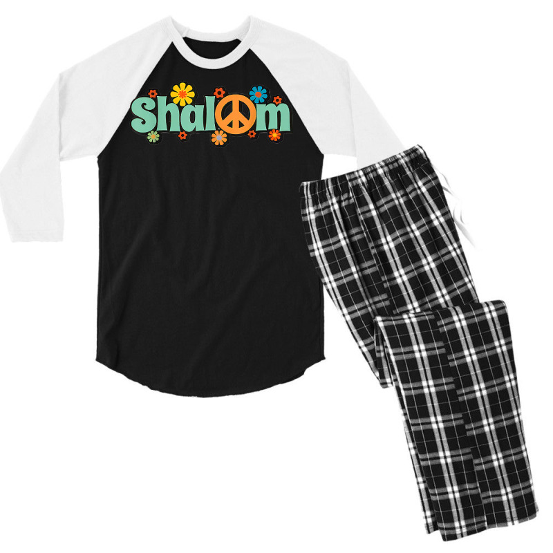 Shalom Hebrew Peace & Harmony Rosh Hashanah Jewish New Year T Shirt Men's 3/4 Sleeve Pajama Set | Artistshot