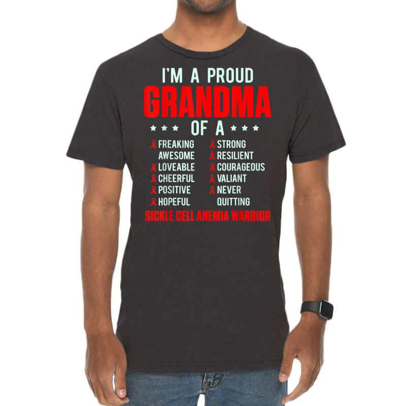 Sickle Cell Anemia Survivor Proud Grandma Anemic Warrior Vintage T-Shirt by Skunk | Artistshot