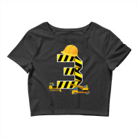 Kids 3rd Birthday Boy Construction Worker Construction Site T Shirt Co Crop Top | Artistshot