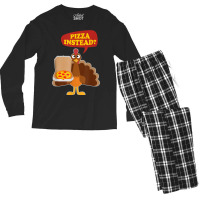 Turkey Lets Have Pizza Instead Funny Thanksgiving Men Women Men's Long Sleeve Pajama Set | Artistshot