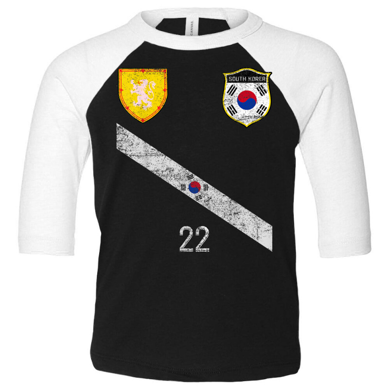 Custom South Korea Soccer Fans Jersey South Korean Flag Football Toddler  3/4 Sleeve Tee By Piggy - Artistshot