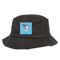 Funny Happy Flying Cute Cat With A White Space Suit Rising A Red Skele Bucket Hat | Artistshot