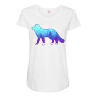 Arctic Fox Design With Landscape   Animal Print Arctic Fox T Shirt Maternity Scoop Neck T-shirt | Artistshot