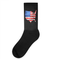 Usa Flag On Usa Map Socks | Artistshot