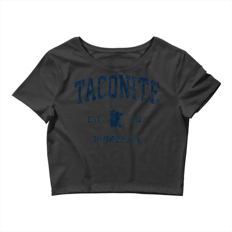 Taconite Minnesota Mn Vintage Athletic Navy Sports Design Crop Top by Lion | Artistshot