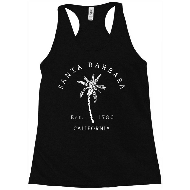 Retro Cool Santa Barbara California Palm Tree Novelty New Year Racerback Tank by ElsieLynne | Artistshot