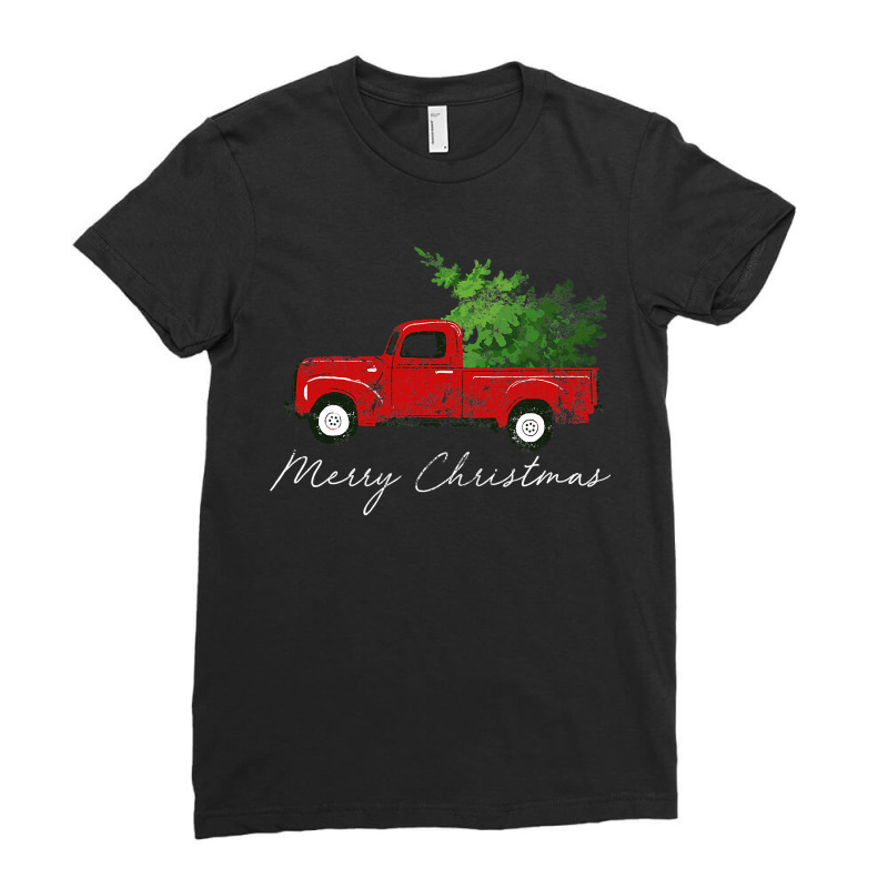 Vintage Wagon Christmas   Tree On Car Xmas Vacation Ladies Fitted T-Shirt by CUSER3772 | Artistshot