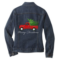 Vintage Wagon Christmas   Tree On Car Xmas Vacation Ladies Denim Jacket | Artistshot