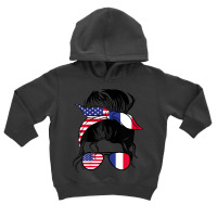 Womens Half American Half France Messy Bun France Heritage Toddler Hoodie | Artistshot