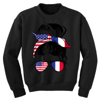 Womens Half American Half France Messy Bun France Heritage Youth Sweatshirt | Artistshot