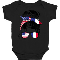 Womens Half American Half France Messy Bun France Heritage Baby Bodysuit | Artistshot