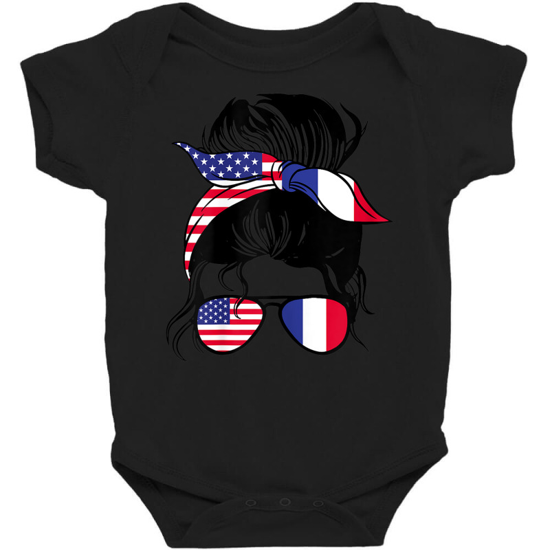 Womens Half American Half France Messy Bun France Heritage Baby Bodysuit | Artistshot