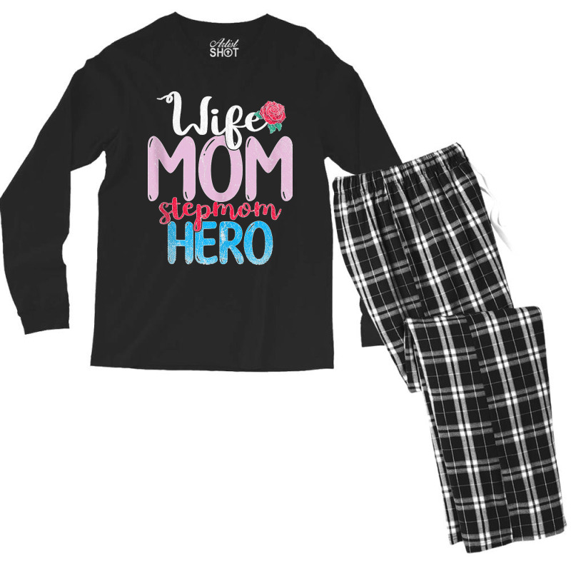 Family Mommy Wife Mom Stepmom Hero Mothers Day Rose Step Mom Tank Top Men's Long Sleeve Pajama Set | Artistshot