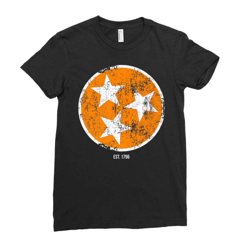 Tennessee Shirt State Flag Orange & White Vintage Est. 1796 Ladies Fitted T-Shirt by cm-arts | Artistshot