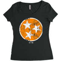 Tennessee Shirt State Flag Orange & White Vintage Est. 1796 Women's Triblend Scoop T-shirt | Artistshot