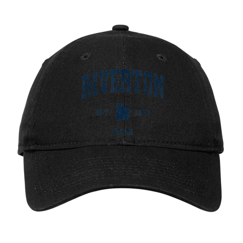 Riverton Utah Ut Vintage Athletic Navy Sports Design Adjustable Cap by Scout | Artistshot