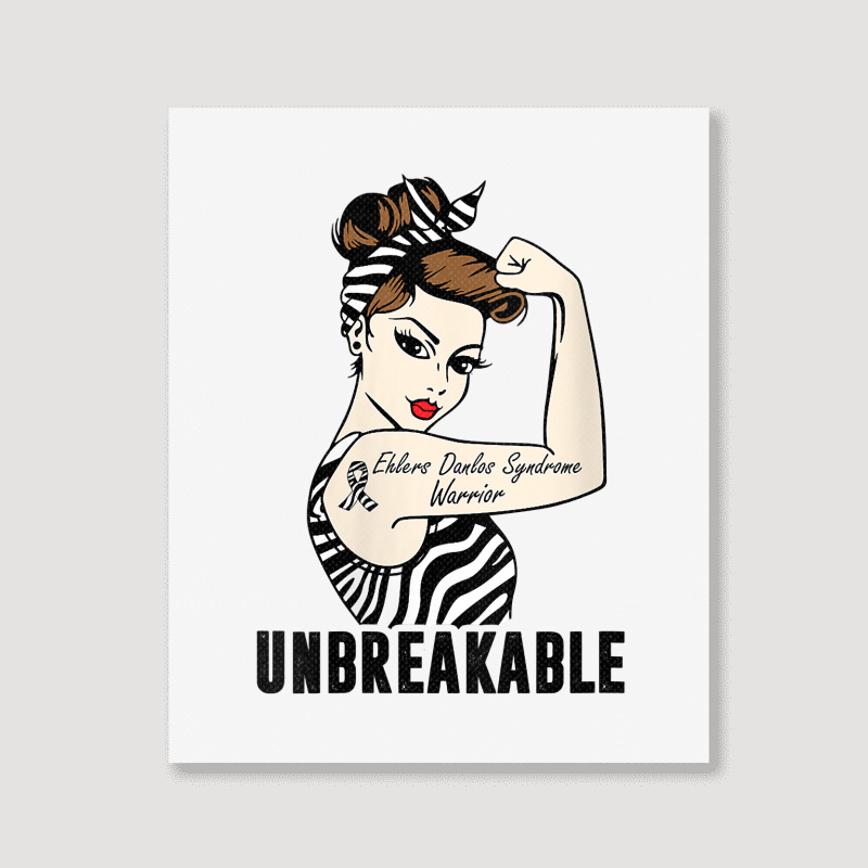 Womens Ehlers Danlos Syndrome Warrior Unbreakable Strong Woman V Neck Portrait Canvas Print | Artistshot