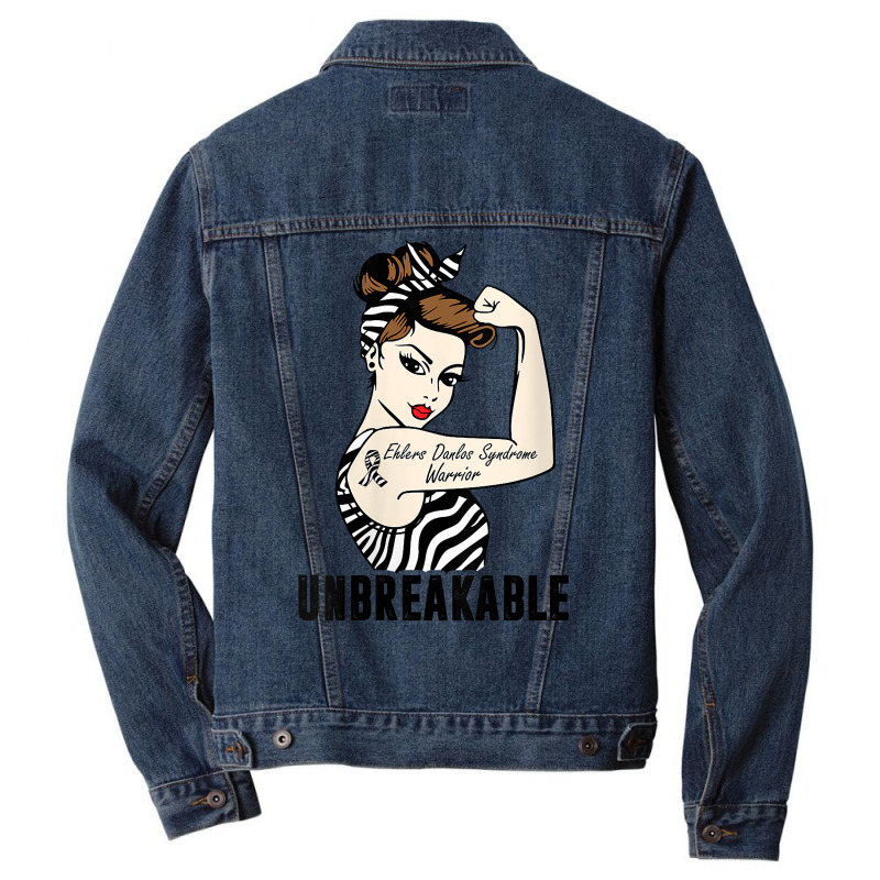 Womens Ehlers Danlos Syndrome Warrior Unbreakable Strong Woman V Neck Men Denim Jacket | Artistshot