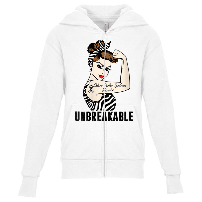 Womens Ehlers Danlos Syndrome Warrior Unbreakable Strong Woman V Neck Youth Zipper Hoodie | Artistshot