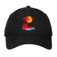 Retro Palm Trees Beach Island Tropical Summer Adjustable Cap | Artistshot