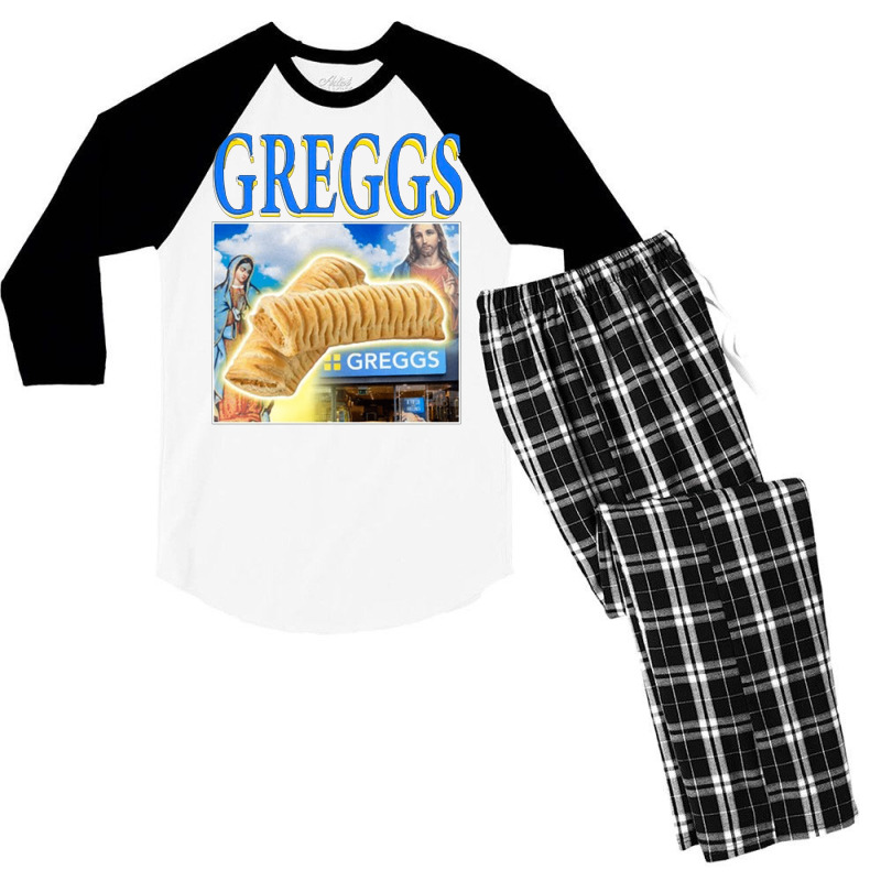 Greggs Sausage Roll, The Greggs Sausage Roll, Greggs Sausage Rolls, Gr Men's 3/4 Sleeve Pajama Set by SHOPPERTHIT | Artistshot