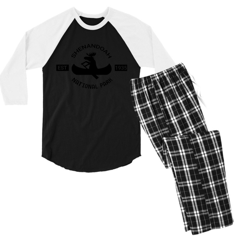 Virginia Moose Canoe  Shenandoah National Park Men's 3/4 Sleeve Pajama Set | Artistshot