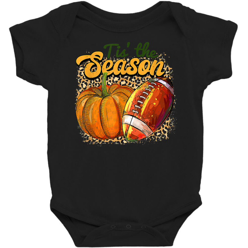 Tis The Season Leopard Pumpkin Football Autumn Thanksgiving Baby Bodysuit by Skunk | Artistshot