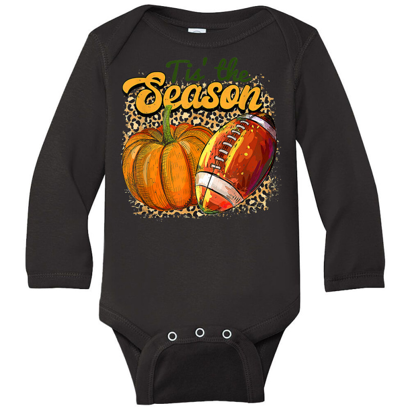 Tis The Season Leopard Pumpkin Football Autumn Thanksgiving Long Sleeve Baby Bodysuit by Skunk | Artistshot